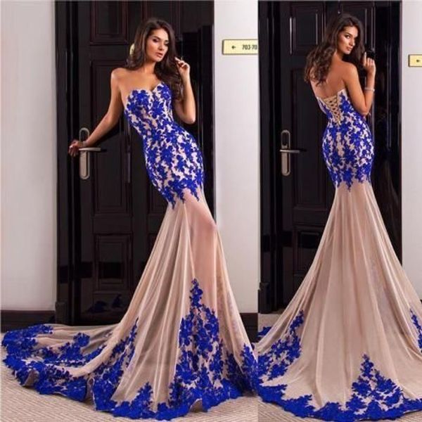 

2019 blue lace appliqued tulle sweetheart prom dresses sleeves sweep train celebrity formal party gown evening dress, Black;red
