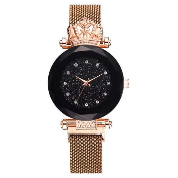 

fashion crystal crown watch mesh strap quartz wristwatch women jewelry gift, Slivery;brown