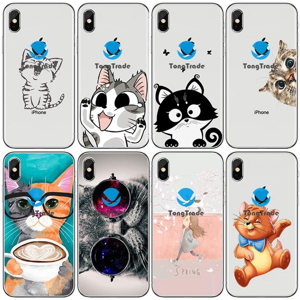 

[tongtrade] soft silicone tpu case for iphone 11 pro max x xs 8 7 6s 5s plus huawei nova 6 5g 5i 5t 5z 4e 3i pro cartoon animal cat case