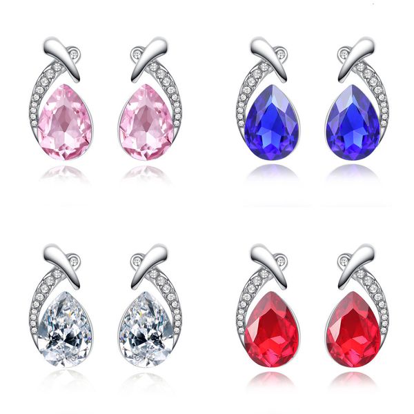 

горный хрусталь кристалл уха капельного микро ногтей алмаз крест рождество канал женщины серьги swarovski, Silver