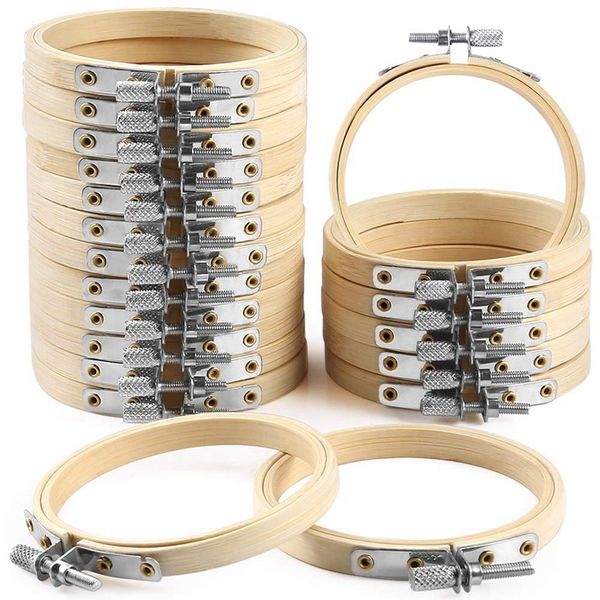 

20 pieces 3 inch bamboo embroidery hoops round wooden circle cross stitch hoop round ring for art craft handy sewing, Black
