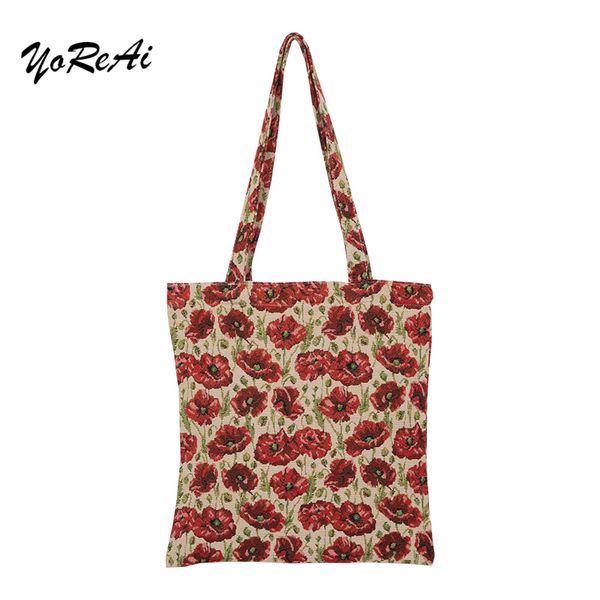

yoreai fashion design women shoulder bags classic ladies shopping bag elegant flower female handbags casual handbag vintage tote