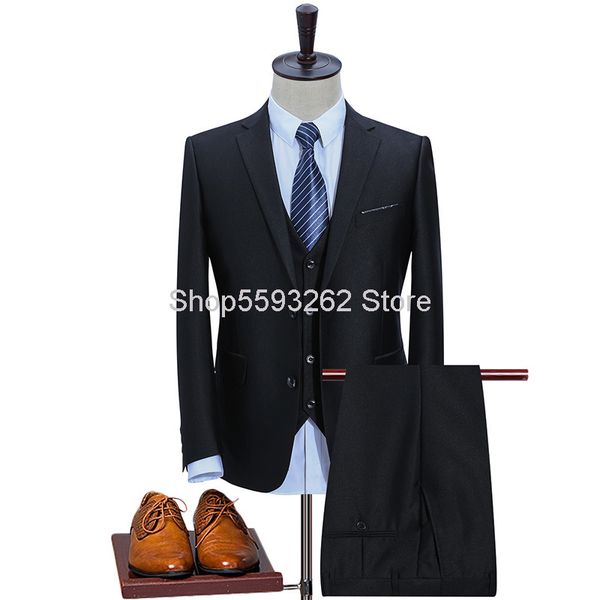 

men business leisure suit suit three-piece set occupation pack positive pack marriage dress, White;black