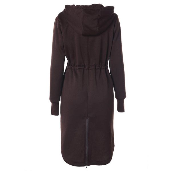 

newly women autumn winter coat casual long zipper hooded jacket hoodies sweatshirt outwear m99, Black;brown