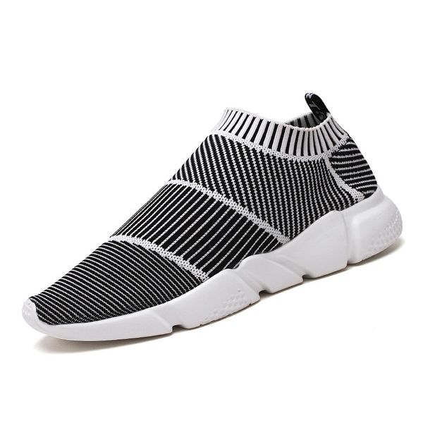 

new elastic socks shoes men's breathable casual shoes korean trend a pedal lazy, Black