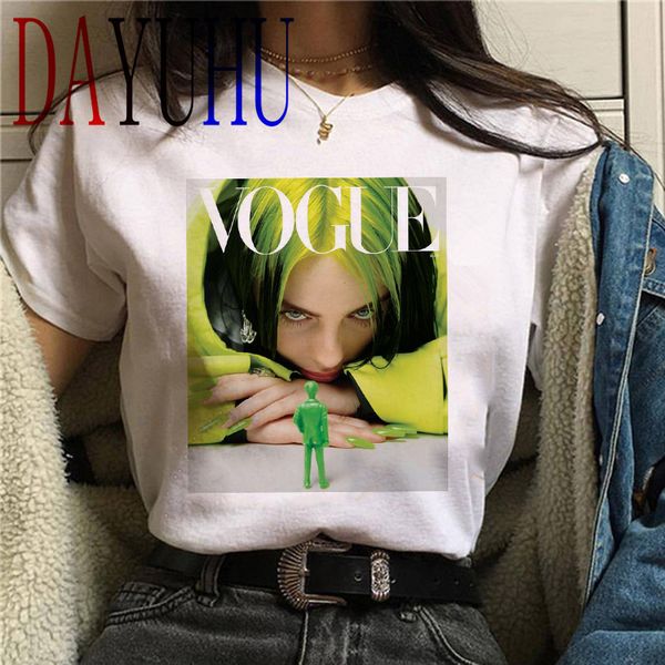 

dropship 2020 billie eilish t shirt men/women hip hop tees fashion sport t shirt casual o-neck plus size t-shirt, White