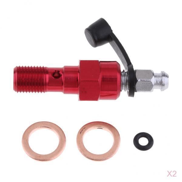 

2pcs aluminum single banjo bolt w/bleed motorcycle m10 x 1.00 red