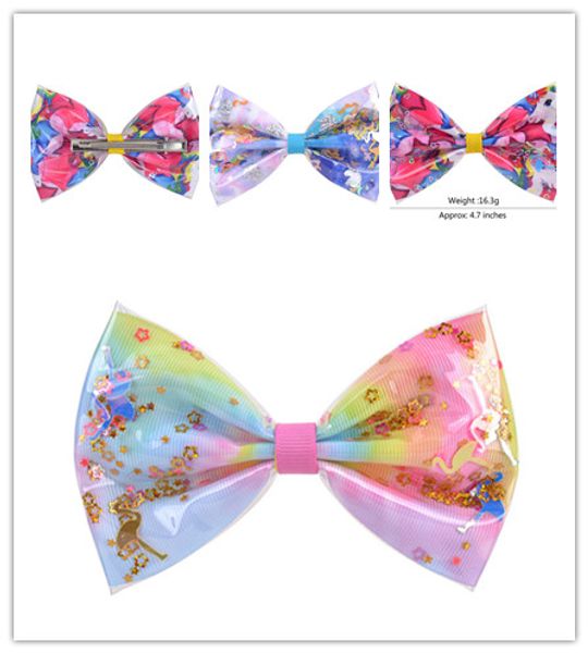 

jojo colored sequins baby girl hair clips fashion bowknot rainbow barrettes hairpin headwear kids headress hairband hair accessory a122701, Slivery;white