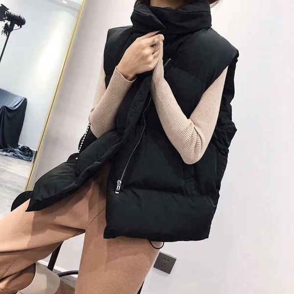 

women's vests vest coat female autumn winter sleeveless jacket warm women loose oversize ladies waistcoat thick q1892, Black;white