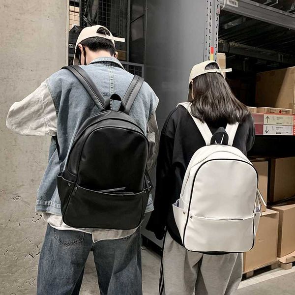 

fashion backpack women retro pure color leather backpack travel shoulder bags for women 2020 large schoolbag