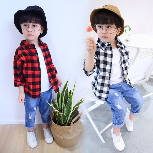 

yijyo men's autumn 2020 plaid casual lapel cardigan tide men's autumn 2020 children's plaid shirt casual shirt children, White;black