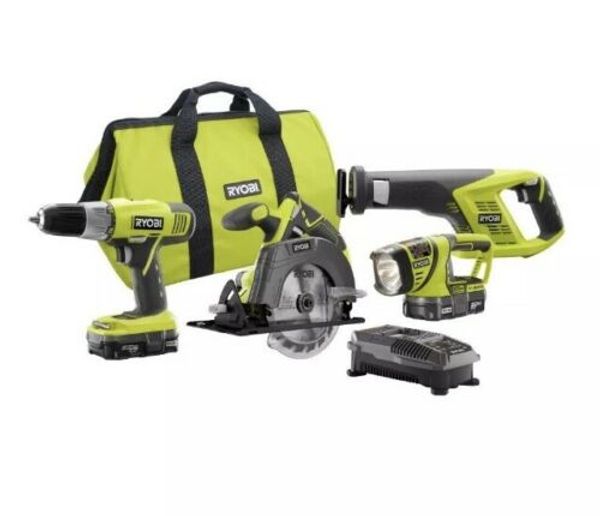 

ryobi 18v one+ li-ion cordless 4-tool super combo kit with 2 batteries +bag*new*