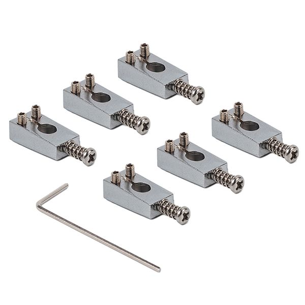 

6 pieces roller bridge tremolo saddles with wrench for electric guitar, silver