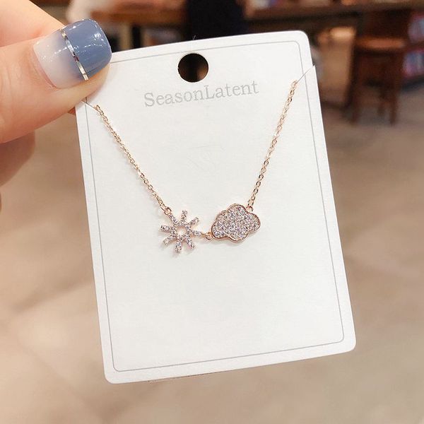 

high-end cubic zirconia sun cloud pendant necklace for women rose gold color chain jewelry, Silver