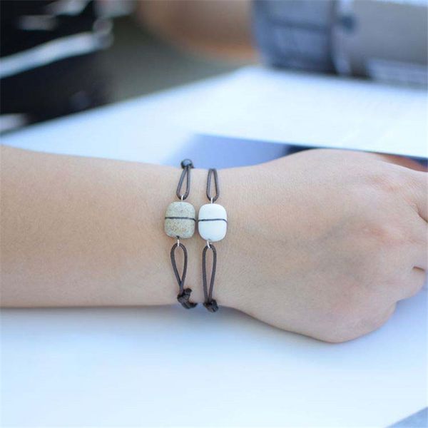 

love couple eternal stone ceramic bracelet korean creative handwork national style couple bracelet ornament jewelry charm men bracelet, Golden;silver