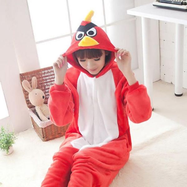 

женщины kigurumi red bird пижама комплекты фланель животные hood пижама для взрослых зимних комбинезоны ночнушки sleepwear пижам homewear, Blue;gray