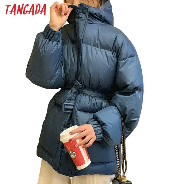 

tangada women solid oversize parkas with slashes hooded zipper 2019 winter female warm coat korean fashion jacket atc01, Tan;black