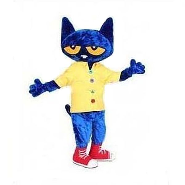 

2019 new discount factory sale pete the cat mascot costume size halloween cat cartoon costume fancy party dress, Red;yellow