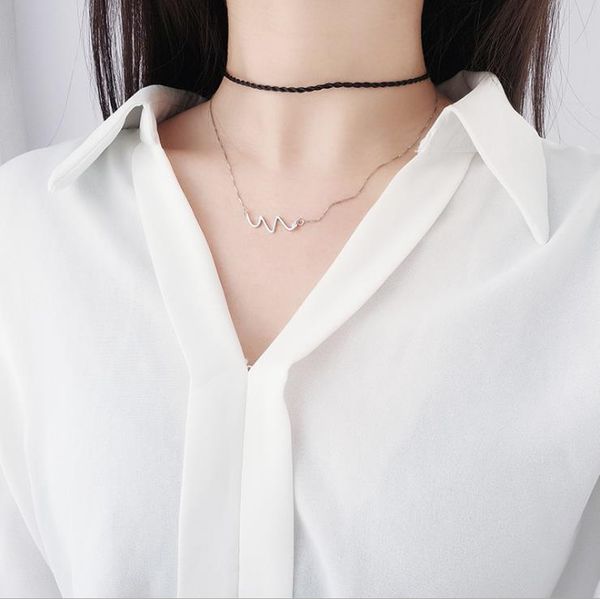 

wavy heartbeat necklace silver color zircon s925 sterling silver electrocardiogram pendant necklace for young girls jewelry gift