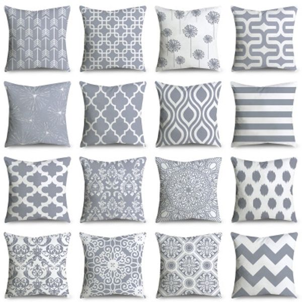 

zengia 45*45cm gray striped geometric cushion cover polyester pillowcase cojines decorative pillows case throw pillows for sofa