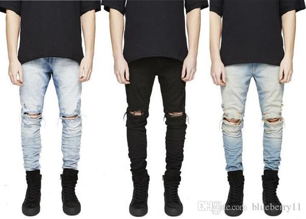 

designer slim fit ripped jeans men hi-street mens distressed denim joggers knee holes washed destroyed jeans plus size ing