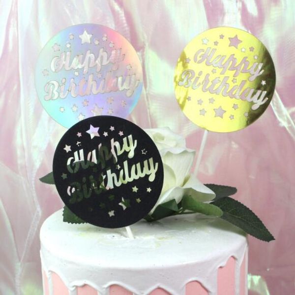 Baking Cake Inserts Laser Gold Silver Black Pentagram Letters