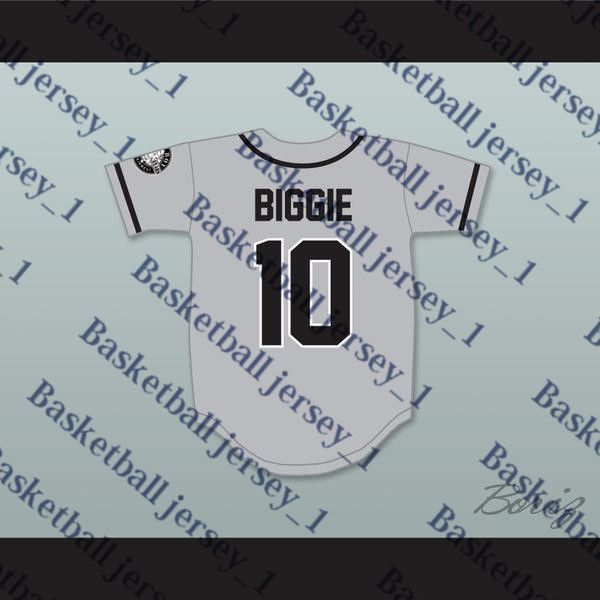 

Biggie Smalls 10 Bad Boy Gray Baseball men jersey Jersey with 20 Years Patch-2
