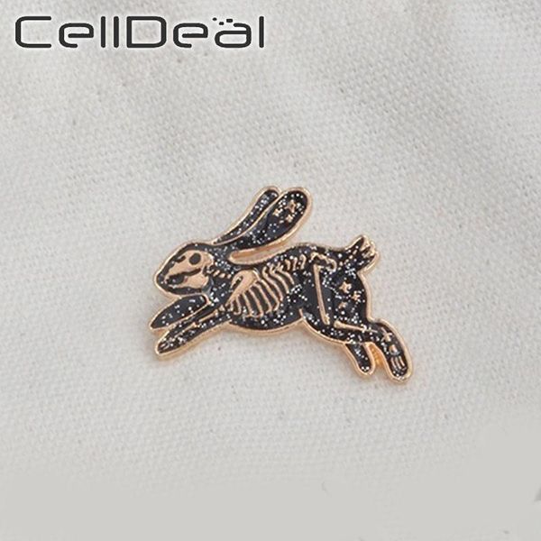 

backpack hat bag brooche accessories badges brooches bunny jewelry for men women skeleton running rabbit enamel pin uuver, Black;gray