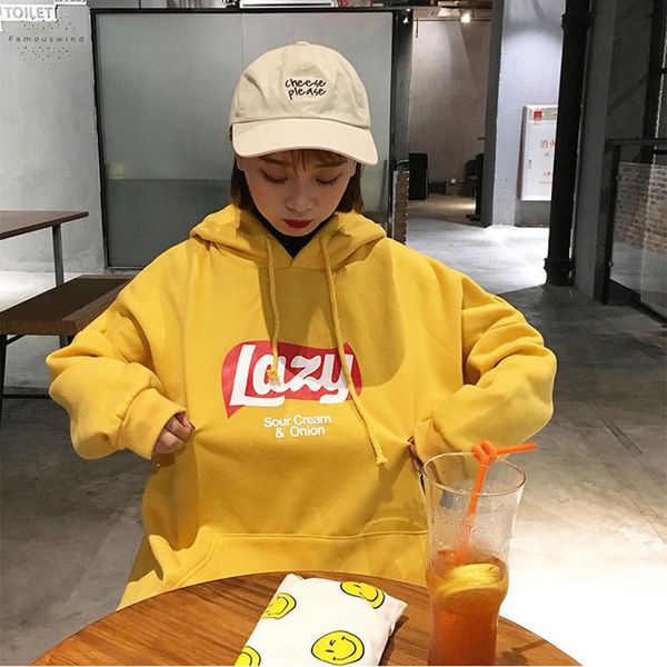 

женщины симпатичного tops письмо желтой толстовка толстовка мода harajuku сыпучих ватки фуфайка ленивый корейский капюшон tracksuit meletom, Black