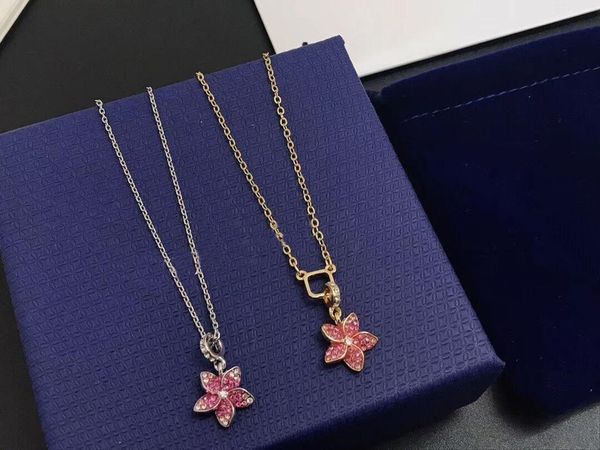 

swa new elegant pink flower women's necklace, Silver