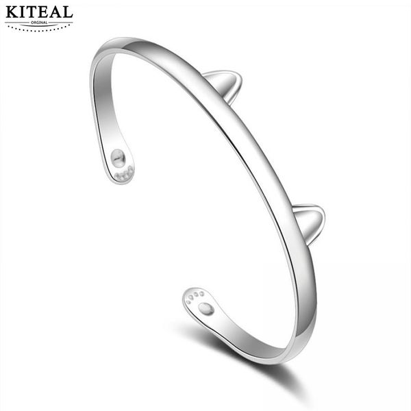 

kiteal 2018 new fashion lovely cat head ear bangle opening diameter 6cm adjustable animal bracelet, Black