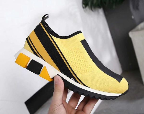 

2019 new designer sorrento sneaker men fabric stretch jersey slip-on sneaker lady two-tone rubber micro sole breathable casual shoes lll, Black