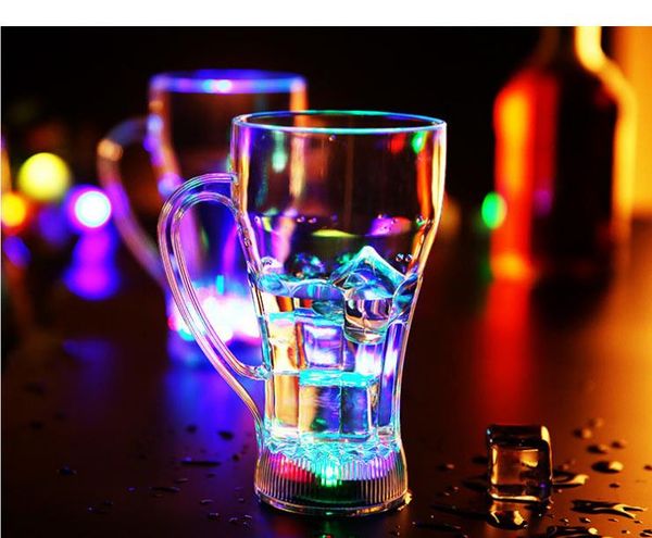 

led luminous wine glass, handle coke glass, colorful luminous color change, novel and creative water cup, home drinking utensils