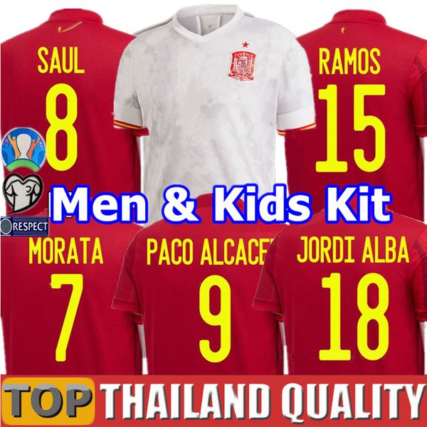 

2020 2021 rodrigo paco alcacer spain soccer jerseys morata ramos sarabia thiago iniesta espaÃ±a football shirt camisetas men kids kit uniform, Black;yellow