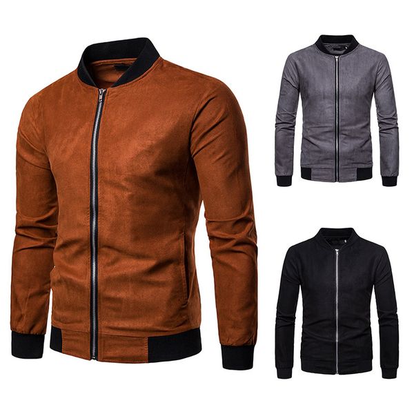 

men's brown autumn casual bomber jacket coat men black spring fashion pockets jackets slim fit jaqueta masculina coats men, Black;brown