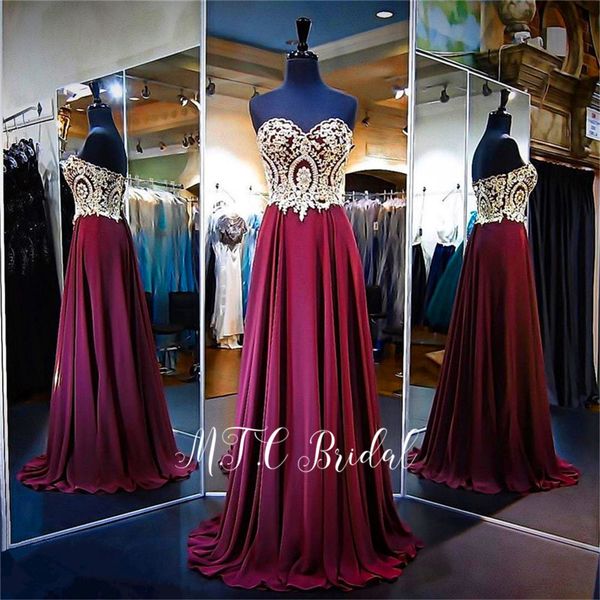 

gorgeous burgundy long formal dress evening 2019 new arrival gold appliques a line arabic wedding party dresses cheap, White;black