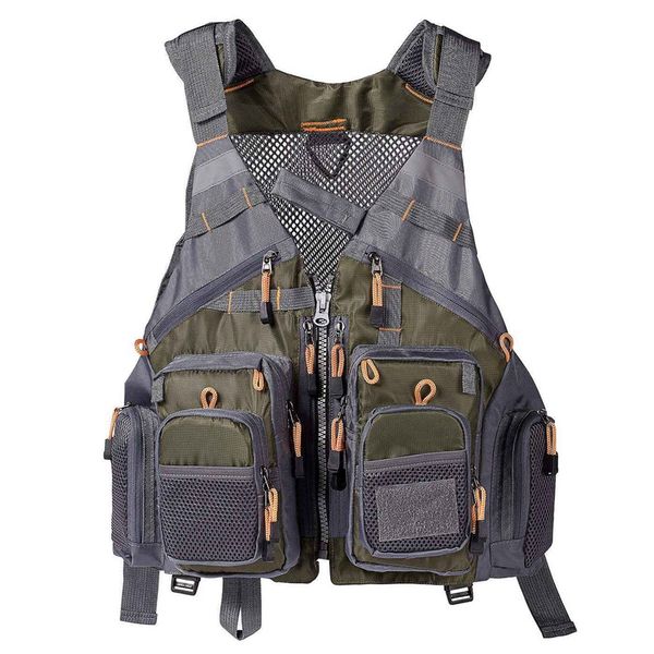 

fishing mesh vest jacket life vest adjustable strap for men and women for bass fishing and outdoor activities, Camo;black