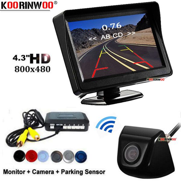 

koorinwoo электромагнитный датчик парковки беспроводной автомобильный бампер parkronics камера заднего вида оповещение подсветка жалюзи черн