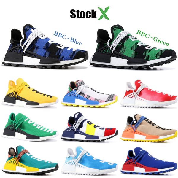 

2020 new nmd human race mens running shoes pharrell williams bbc peace green plaid blue sport designer shoes women sneakers 36-45