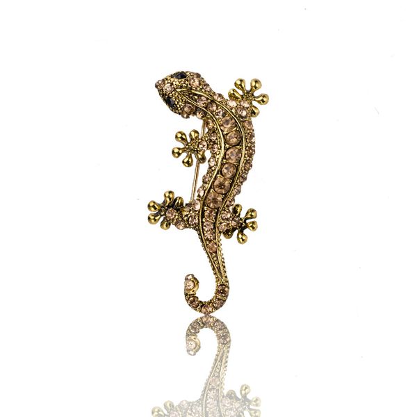 

корейский vintage ancient gold сплав брошь ящерица животных мужчины женщины кристалл rhinestone костюм воротник pin отворотом подарки аксесс, Gray