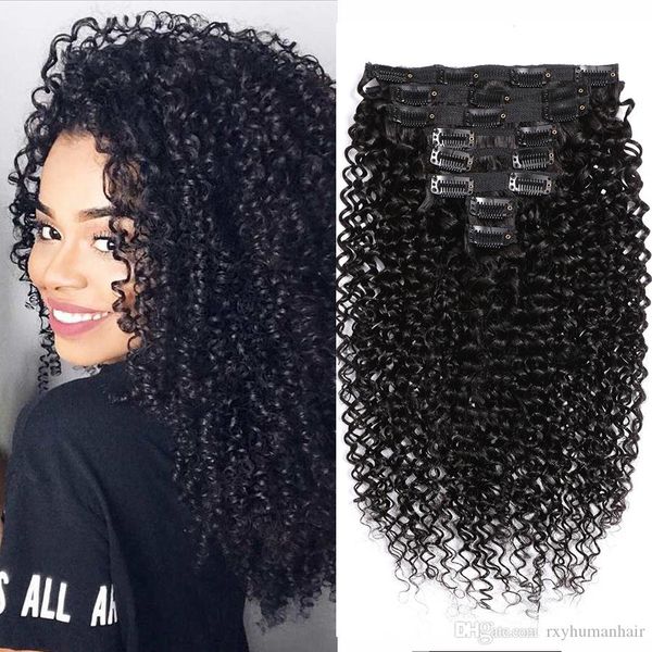 Clip In Human Hair Extensions Kinky Curly Brazilian Virgin Hair