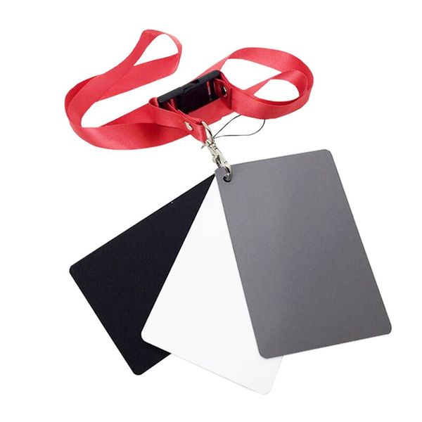 

3 in 1 white black grey balance cards 18 degree gray card s size with neck strap pgraphy accessories for digital cameras