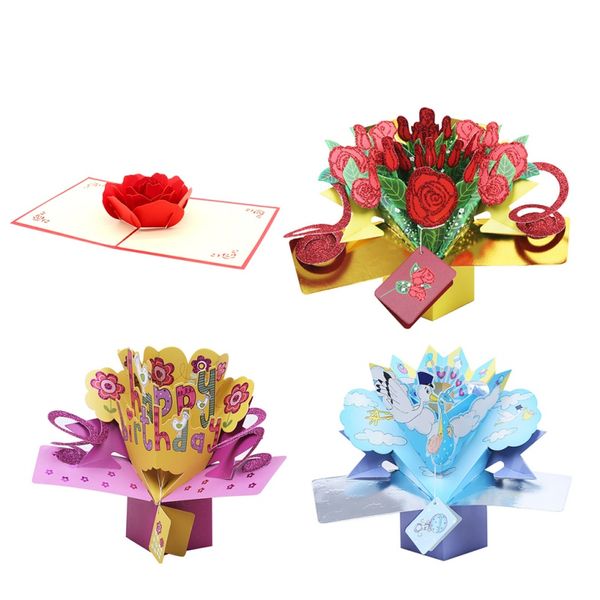 

nature love with bunch of roses happy birthday with flowers 3d up greeting cards fantastic flower handmade giftu3002 cm