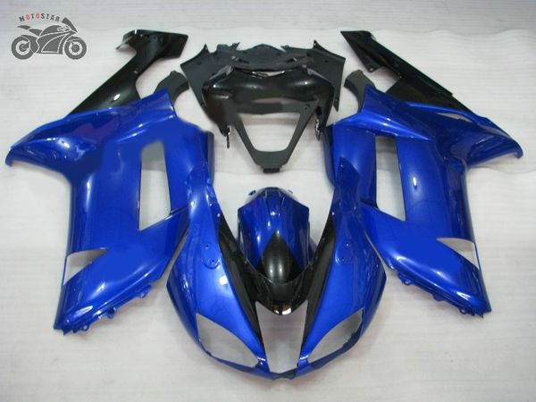 Kostenlose kundenspezifische Verkleidungssätze für Kawasaki Ninja 2007 2008 ZX6R 07 08 ZX-6R ZX 636, blaue ABS-Kunststoffverkleidungen, Motorradteile