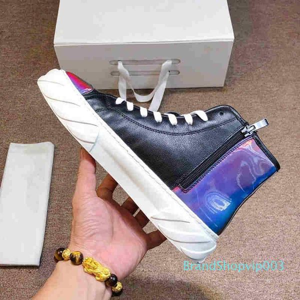 

fashion classic designer men platform casual sports shoes ace striped ribbon leather ankle boots with zipper eur 38-45 c6, Black