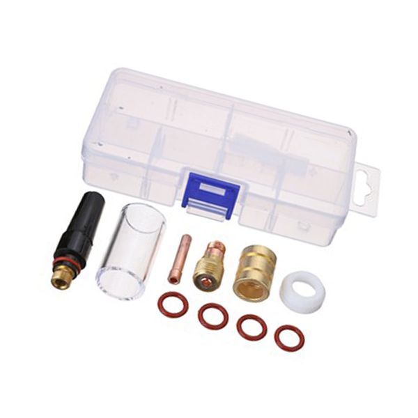

10pcs tig gas lens back cap collet body kit alumina nozzle fit tig welding torch wp17/18/26
