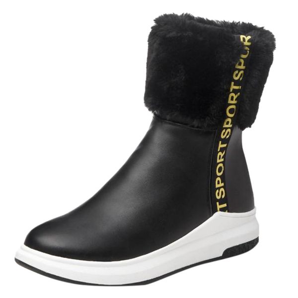 

winter wedges round head non-slip boots large size zipper women's shoes, Black