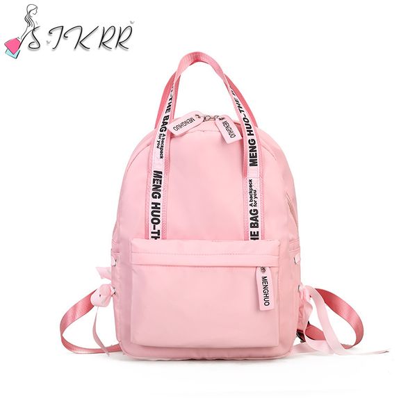 

s.ikrr fashion casual backpack women 2020 kawaii letter ribbon bow backpacks nylon school bags for women student travel