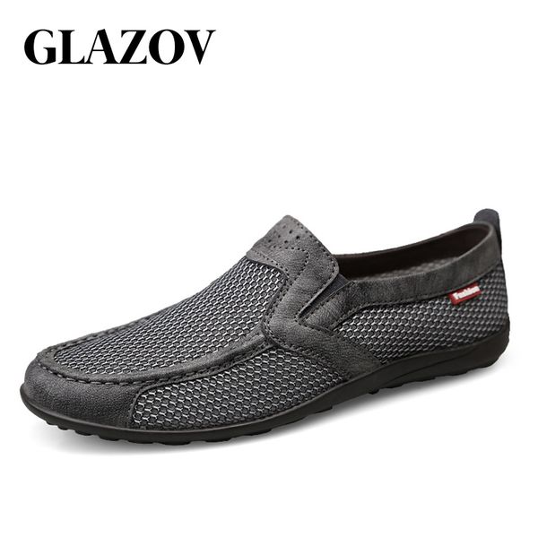 

glazov quality men casual shoes 2020 mens loafers moccasins breathable slip on black driving shoes plus size 36-47