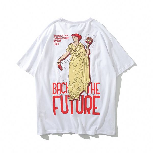 

2020 мужские футболки с letter pattern мультфильм мода мужские рубашки сыпучие пуловер шеи экипажа мужская одежда бленда хлопка размер m-xl, White;black